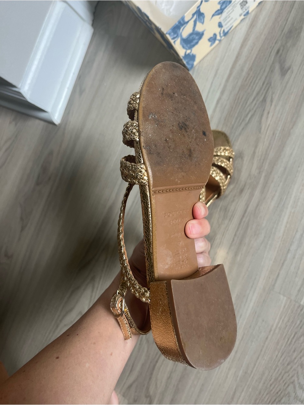 Sezane Braided Metallic Gold Leather Sandals - Picture 6 of 7